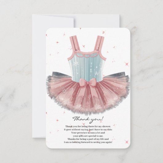 ブルーモダン&ピンクツツグリッターベビーシャワー サンキューカード (正面)
