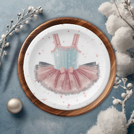 ブルーモダン&ピンクツツグリッターベビーシャワー ペーパープレート