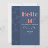 ブルーモダン&ピンク誕生日招待状 招待状 (正面)