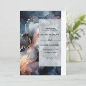 ブルーモダン&ピーチマーブルアゲート 招待状 (スタンド正面)