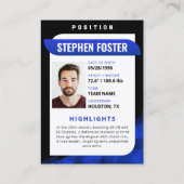 ブルーモダン&ブラックサッカーのトレーディングカード コーリングカード (裏面)