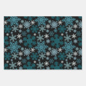 ブルーモダン&ホワイトかわいいペンギンの包装紙 ラッピングペーパーシート (正面2)