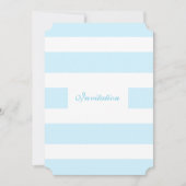 ブルーモダン&ホワイトのストライプ結婚式招待状 招待状 (正面)
