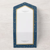 ブルーモダン&ホワイトスター金ゴールドNoディナー オールインワン招待状 (外側)