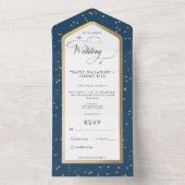 ブルーモダン&ホワイトスター金ゴールドNoディナー オールインワン招待状 (内側)