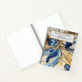 ブルーモダン&金ゴールドウォーターカラー抽象芸術スケッチブック ノートブック (内部)