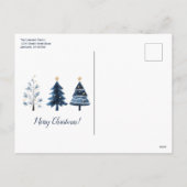 ブルーモダン&金ゴールドクリスマスツリーオープンハウス シーズンポストカード (裏面)