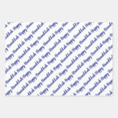 ブルーモダン&金ゴールドハッピーハヌッカスターズ ラッピングペーパーシート (正面)