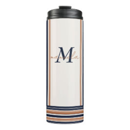 ブルーモダン&金ゴールドホワイトロングストライプ タンブラー