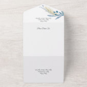 ブルーモダン&金ゴールドポインセティアオンホワイト オールインワン招待状 (外側)