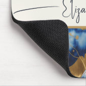 ブルーモダン&金ゴールド液体水カラー抽象芸術 マウスパッド (コーナー)