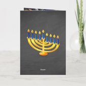 ブルーモダン&金ゴールド（ユダヤ教）メノラーハッピーハヌカー シーズンカード (裏面)