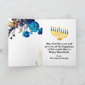 ブルーモダン&金ゴールド(ユダヤ教)メノラーハッピーハヌッカホリ シーズンカード (内部)