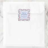 ブルーモダン(鳥)ショウジョウコウカンチョウバードメリークリスマス スクエアシール (バッグ)