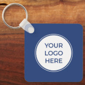 ブルーモダンQRコードロゴキーチェーン キーホルダー (正面)