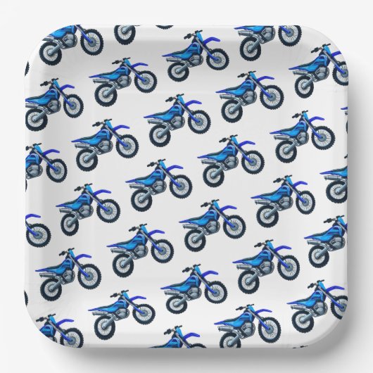 ブルーモトクロスダートバイクバースデーパーティー ペーパープレート (正面)