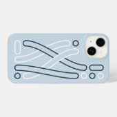 ブルーモノクロムリネンムスターアイフォンヒュッレ iPhoneケース (裏面横)