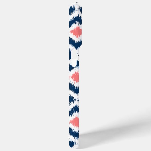 ブルーモノグラムのとコーラルダイヤモンドイカットパターン Case-Mate iPhoneケース (裏面 / 右)