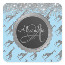 ブルーモノグラムのキラキラパーソナライズされたイ