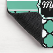 ブルーモノグラムのクローバー格子水玉模様 マウスパッド (コーナー)