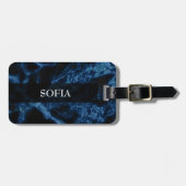 ブルーモノグラムのグリッターホワイトスパークスラゲッジタグ ラゲッジタグ (正面横)