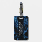 ブルーモノグラムのグリッターホワイトスパークスラゲッジタグ ラゲッジタグ (裏面縦)