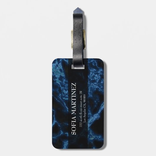 ブルーモノグラムのグリッターホワイトスパークスラゲッジタグ ラゲッジタグ (裏面縦)