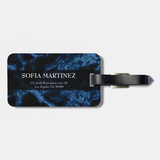 ブルーモノグラムのグリッターホワイトスパークスラゲッジタグ ラゲッジタグ (裏面横)