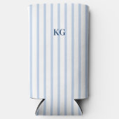 ブルーモノグラムのストライプ スリム缶クーラー (正面)