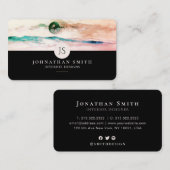 ブルーモノグラムのバラ金ゴールドランドスケープソーシャルメディア 名刺 (正面/裏面)