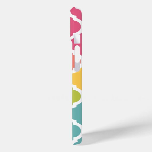 ブルーモノグラムのピンクのモロッコ格子パターン Case-Mate iPhoneケース (裏面 / 左)