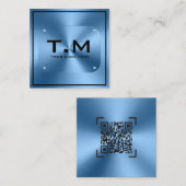 ブルーモノグラムのミニマルモダンリスト スクエア名刺 (正面/裏面)
