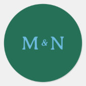 ブルーモノグラムの結婚式招待状シール ラウンドシール (正面)