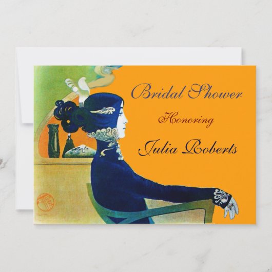 ブルーモノグラムのDIVAブライダルシャワーパーティー 招待状 (正面)