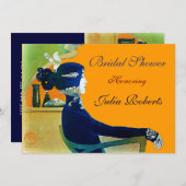 ブルーモノグラムのDIVAブライダルシャワーパーティー 招待状 (正面/裏面)