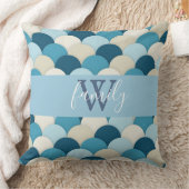 ブルーモノグラムはかりで測装飾用クッション クッション (ブランケット)