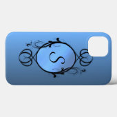 ブルーモノグラムまたはイニシャル Case-Mate iPhoneケース (裏面 (横))