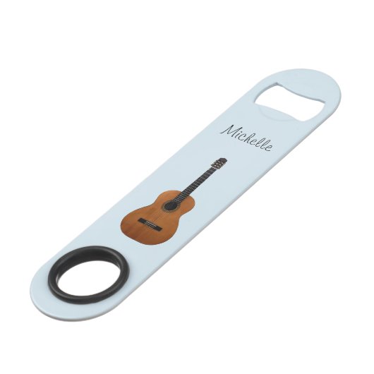 ブルーモノグラムアコースティックギター音楽 スピード栓抜き (裏面アングル)