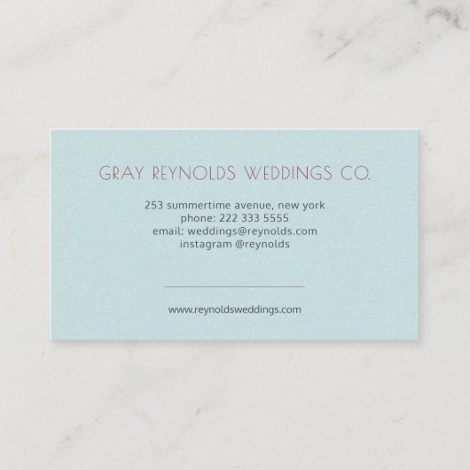 ブルーモノグラムウォーターカラーフローラウェディングプランナー 名刺 (裏面)