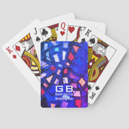 ブルーモノグラムカラフル幾何鮮やかピンクレッド トランプ