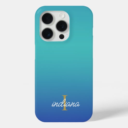 ブルーモノグラムグラデーションスクリプモダント Case-Mate iPhoneケース (裏面)