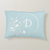 ブルーモノグラムストライプのパターン アクセントクッション (裏面)