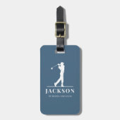 ブルーモノグラムパーソナライズされたゴルファー ラゲッジタグ (正面縦)