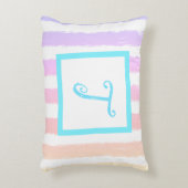 ブルーモノグラムピンクパープルウォーターストライプカラー アクセントクッション (正面(垂直))