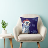 ブルーモノグラムペンギンクリスマス クッション (椅子)