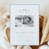 ブルーモノグラムボーイベビー発表 案内状