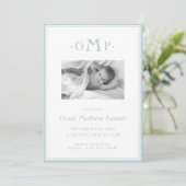 ブルーモノグラムボーイベビー発表 案内状 (スタンド正面)