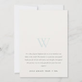 ブルーモノグラムミニマル写真誕生のお知らせ サンキューカード (裏面)