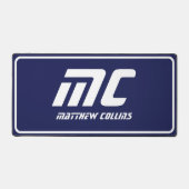 ブルーモノグラムモダンクリーン名ミニマルのシンプル デスクマット (正面)