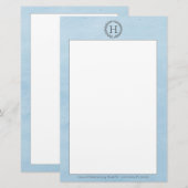 ブルーモノグラムリース文具 便箋 (正面/裏面)